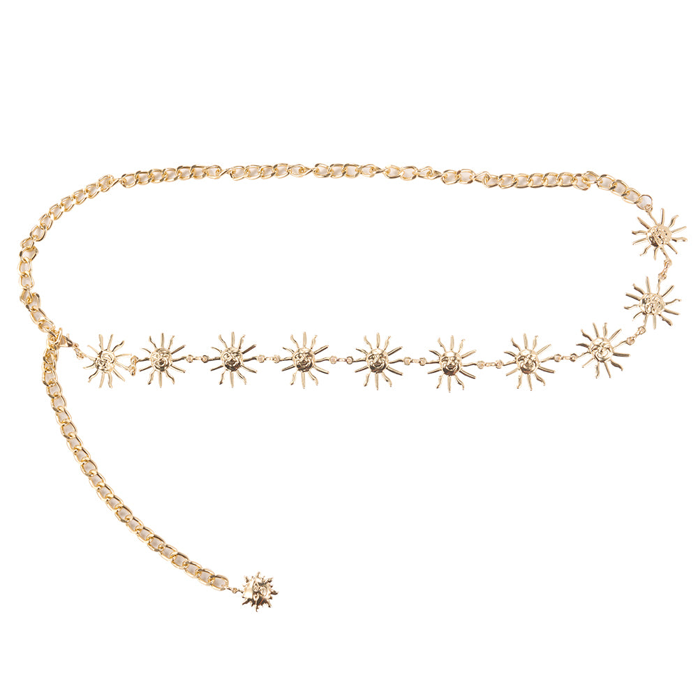 Dainty Gold-Tone Layered Waist Chain with Oval Charms