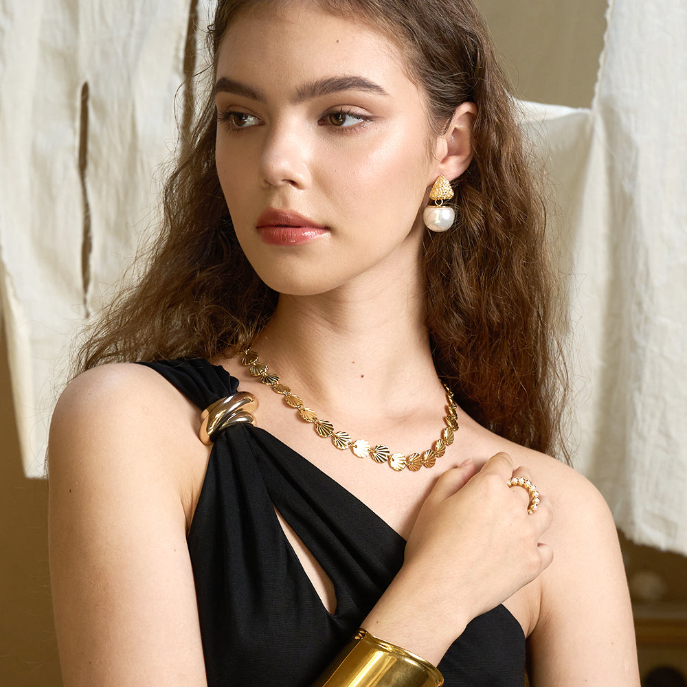 Bold Gilded Chunky Textured Chain Necklace