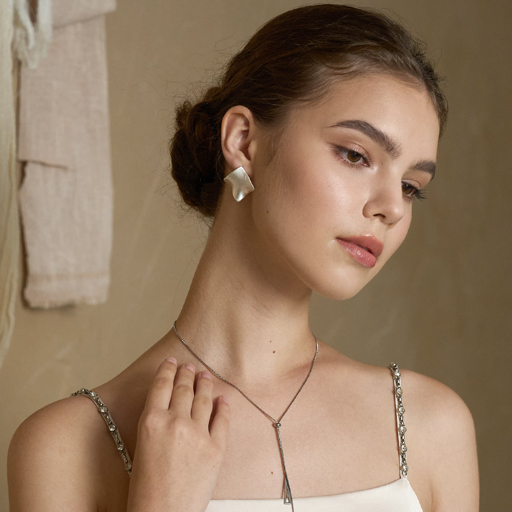 Silver Star Fold Stud Earrings