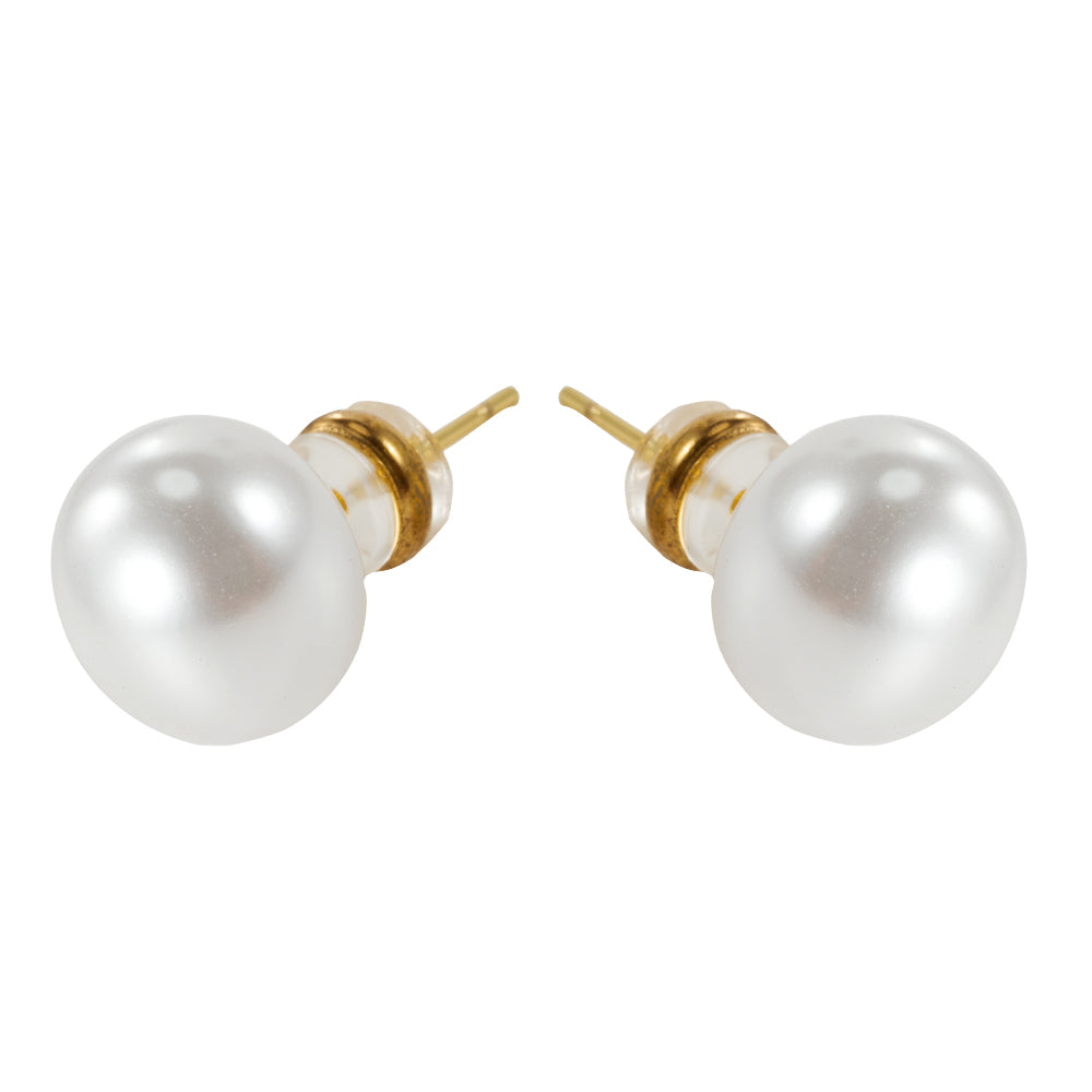 Button Pearl Stud Earrings