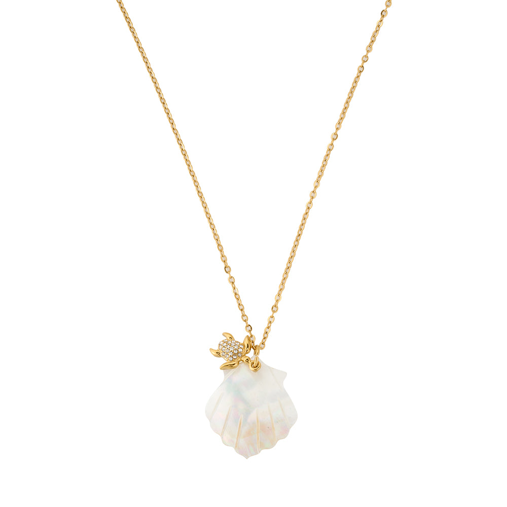 Dainty Gilded Coastal Seashell Pendant Necklace