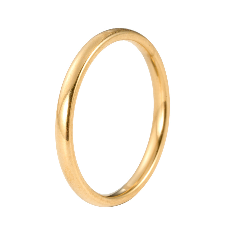 Aveera unique designer plain gold tone copper alloy band ring, classic minimalist style.