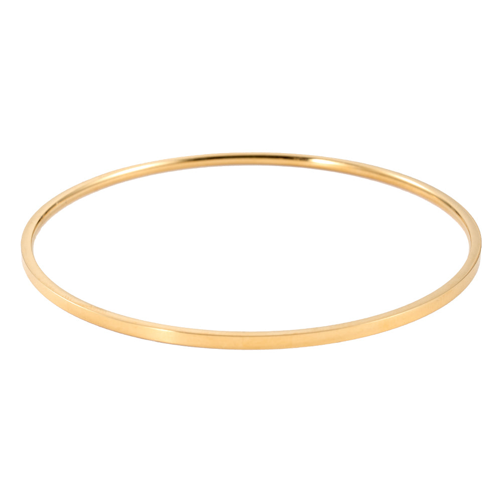Aveera designer gold tone minimalist closed bangle bracelet, sleek and elegant main view.