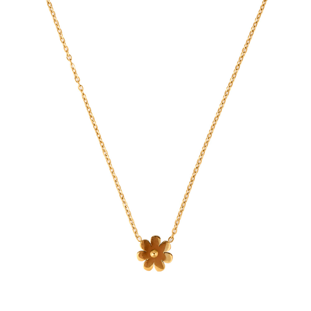 Dainty Gold Tone Flower Pendant Necklace - Minimalist Floral Everyday Jewelry
