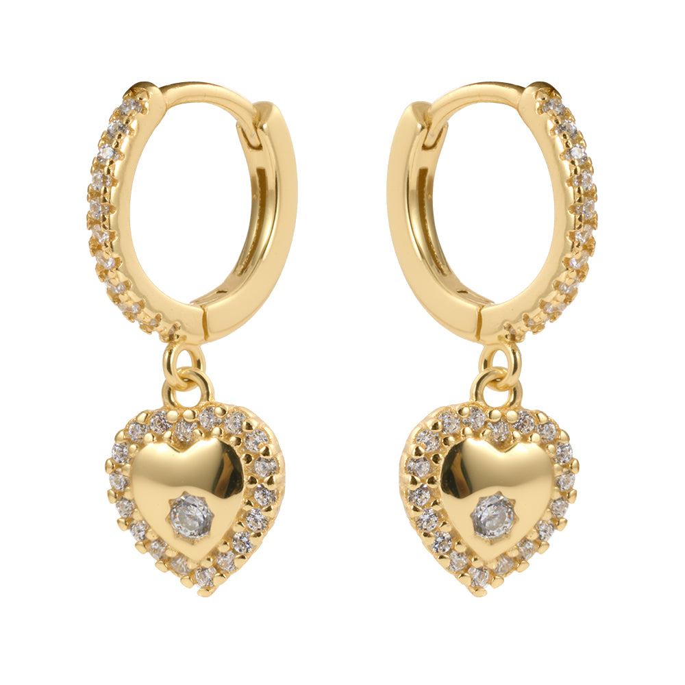 Pair of gold beaded stud earrings with a vibrant, iridescent opal-like inlay stone.